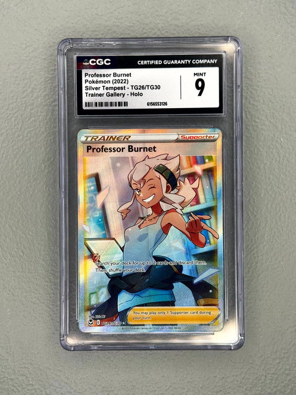 Professor Burnet (Textured Holofoil) — CGC Mint 9 [Sword & Shield: Silver Tempest Trainer Gallery #TG26/TG30]